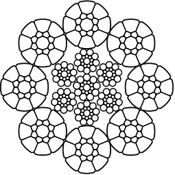 Octopus 817 и 817K (8-прядные канаты, без пластического обжатия СТО 71915393-ТУ 072-2009). Конструкция: 8х17 + 6х19 + 1х19