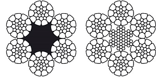 Octopus 6K (6-прядные талевые канаты типа ЛК-РО СТО 71915393-ТУ 068-2008). Конструкция: 6х26 + 1 о.с., 6х26 + 7х7