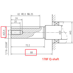 Дизельный двигатель REDVOLT 178FE (Q-тип, 6 л.с.) (вал d=25,4 мм, L=88мм)